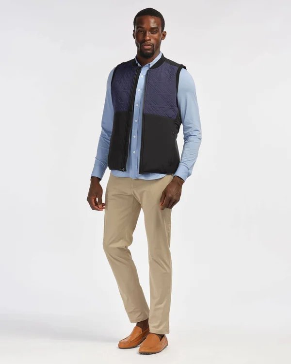 Men's Rhone Midtown Quilted Yoke Vest - Size Large - Black