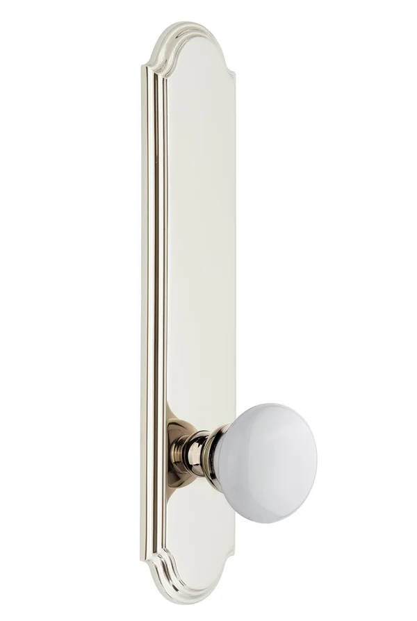Grandeur 836928 Arc Tall Plate Hyde Park Door Knob Polished Nickel