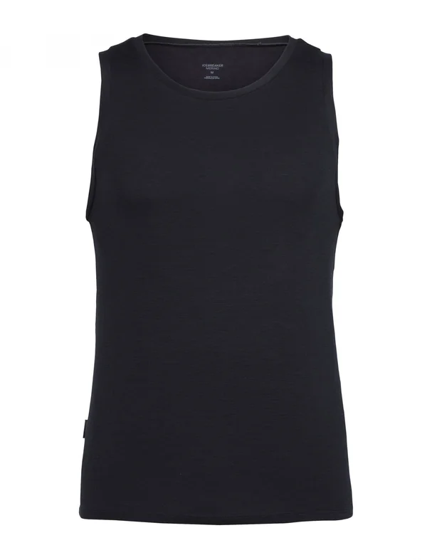 Icebreaker Anatomica Tank Black - Men Merino Top (Size L - Color Black)