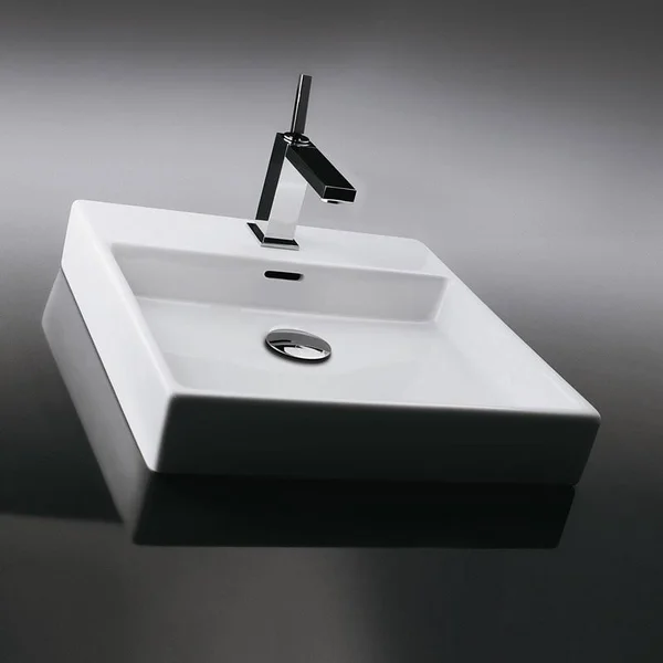WS Bath Collections Plain Ceramic 18x22 Wall Mount Bathroom Sink with Overflow Faucet Mount: No Hole