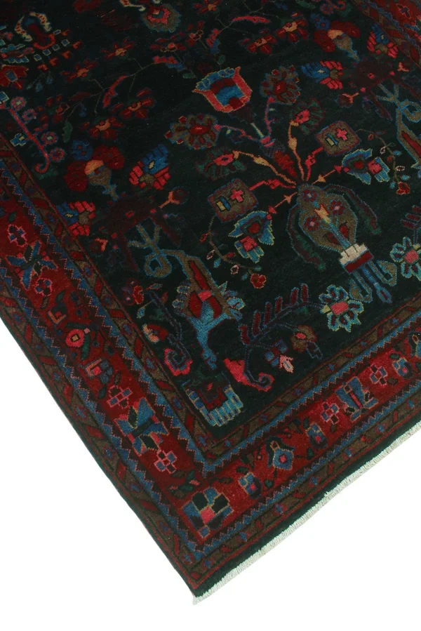 Noori Rug Vintage Distressed Diana Black/Burgundy Runner - 4&5x22 x 9&9x22