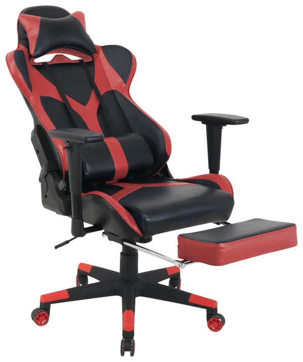Lorell Foldable Footrest High-Back Gaming Chair - Red/Black
