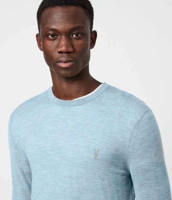 Men's Allsaints Mode Slim Fit Merino Wool Sweater, Size Large - Blue