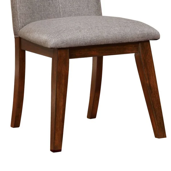 Benjara Parson Style Tufted Back Fabric Side Chair, Set of 2, Gray