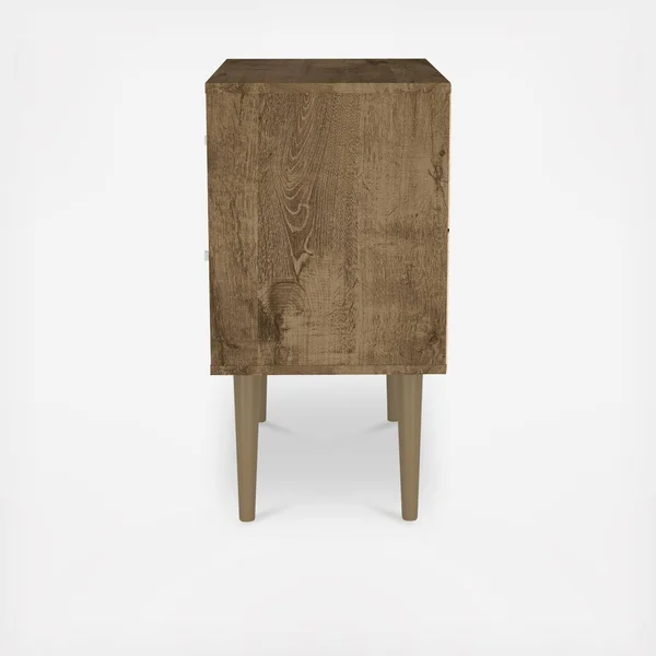Manhattan Comfort Liberty Rustic Brown and White Nightstand, 204AMC96