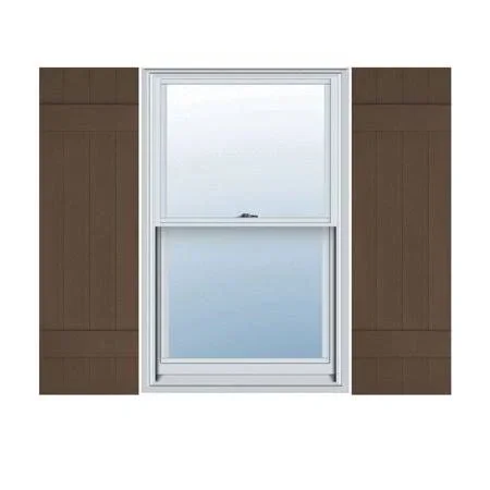 14 inchw x 28 inchh Lifetime Vinyl, Custom Four Board Joined (2 Batten), Board-n-Batten Shutters, w/Shutter-Loks (Per Pair), Fed