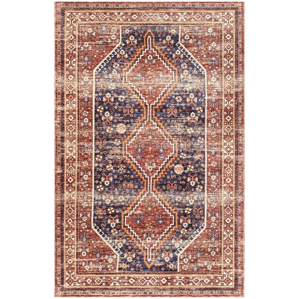 nuLOOM Rust Vintage Border Medallion Area Rug - 2& 6x22 x 8& Runner