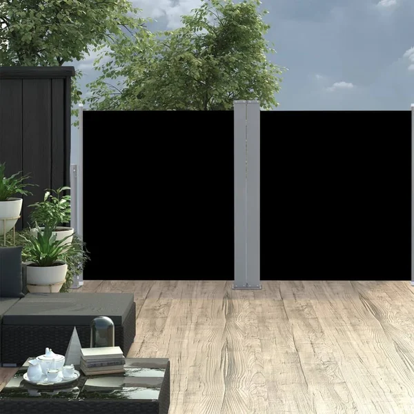 vidaXL Retractable Side Awning Black 39.4x22x236.2x22