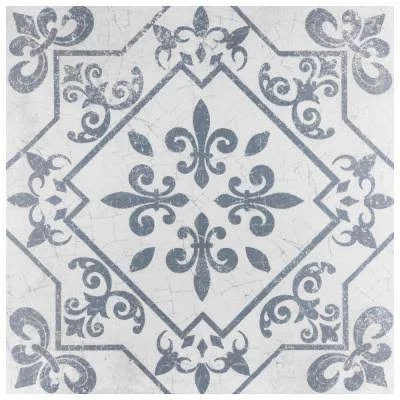 Merola Tile Atlantic Azul Encaustic 17-5/8 in. x 17-5/8 in. Ceramic Floor and Wall Tile (15.53 Sq. ft., case), White and Slate