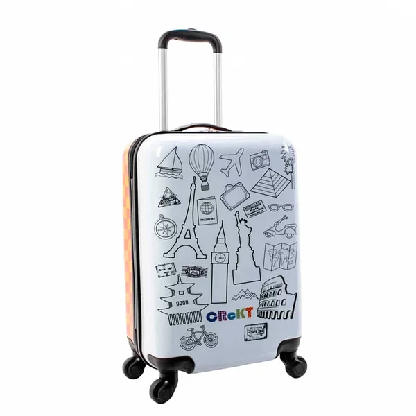 Crckt 21x22 Kids& Drawable Hardside Carry on Spinner Suitcase - Travel Icons
