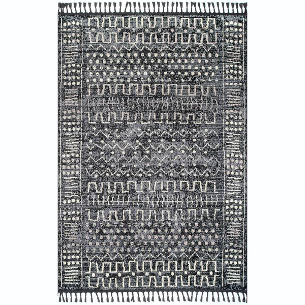 nuLOOM Tulia Vintage Ethnic Tassel Area Rug (7& 6x22 x 9& 6x22 - Gray)