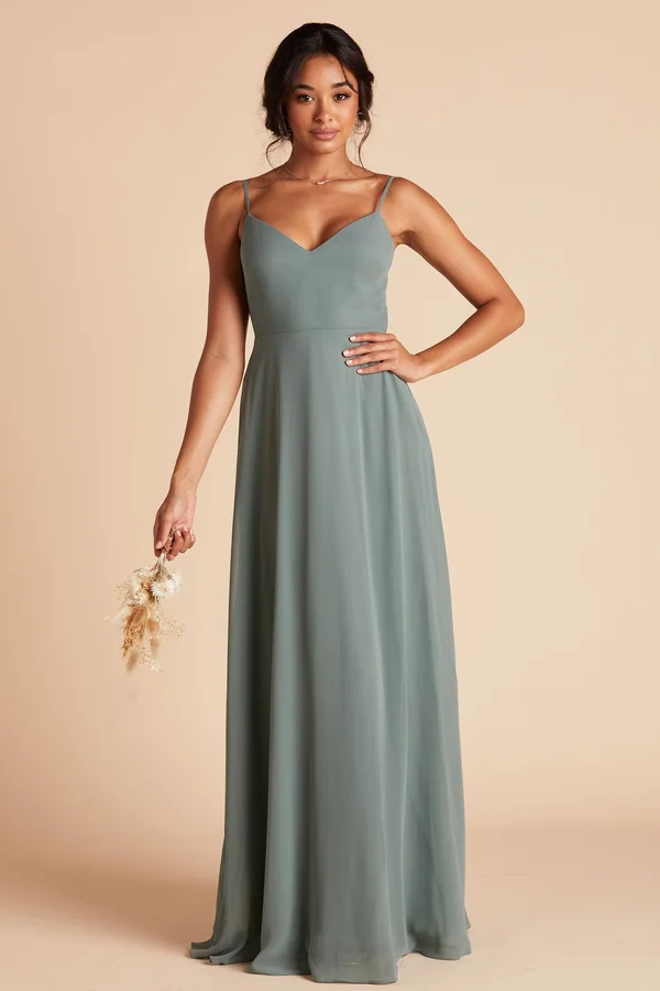 Birdy Grey Devin Convertible Chiffon Bridesmaid Dress in Sea Glass M, Sea Glass, No Slit