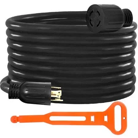 VEVOR 30A 50ft Generator Extension Cord with Twist Lock Connector, Black