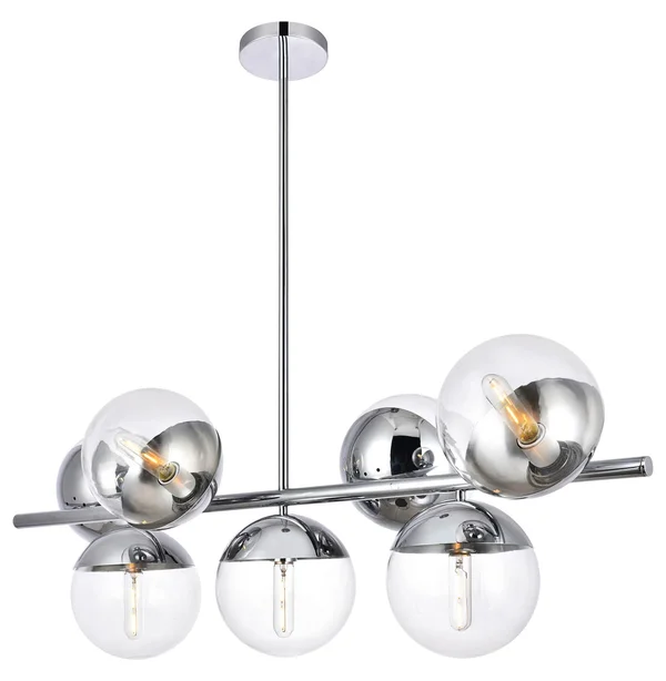 Elegant Eclipse 7-Light Chrome Pendant with Clear Glass LD6137C J16XC