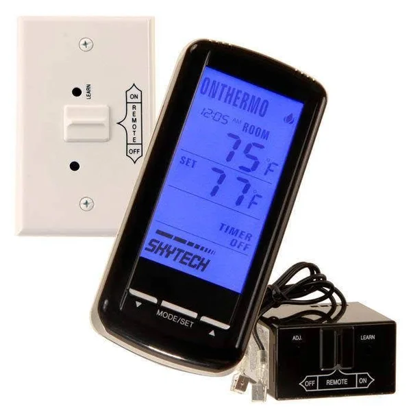Skytech 5301 Timer/Thermostat Fireplace Remote Control with Backlit Touch Screen - Black