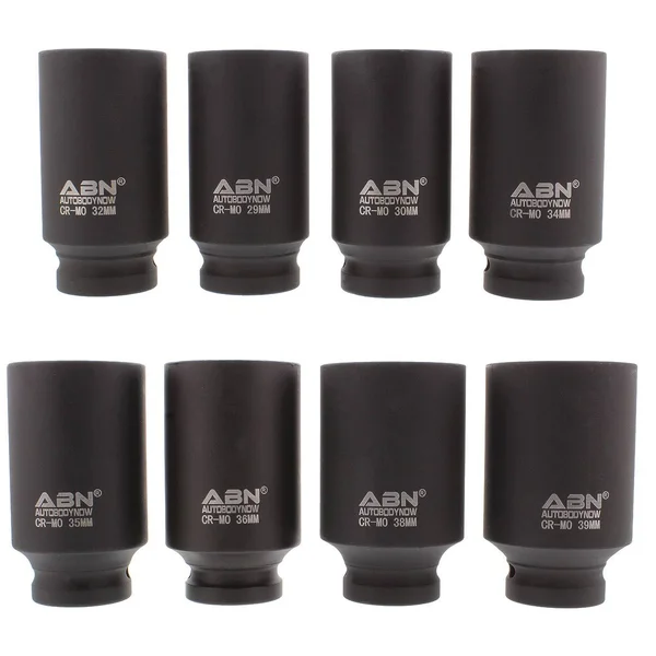 Abn 1/2x22 inch Drive 12 Point Spindle Thin Wall Axle Nut Socket 8-Piece Metric Set – 12pt Install, Removal, Repair