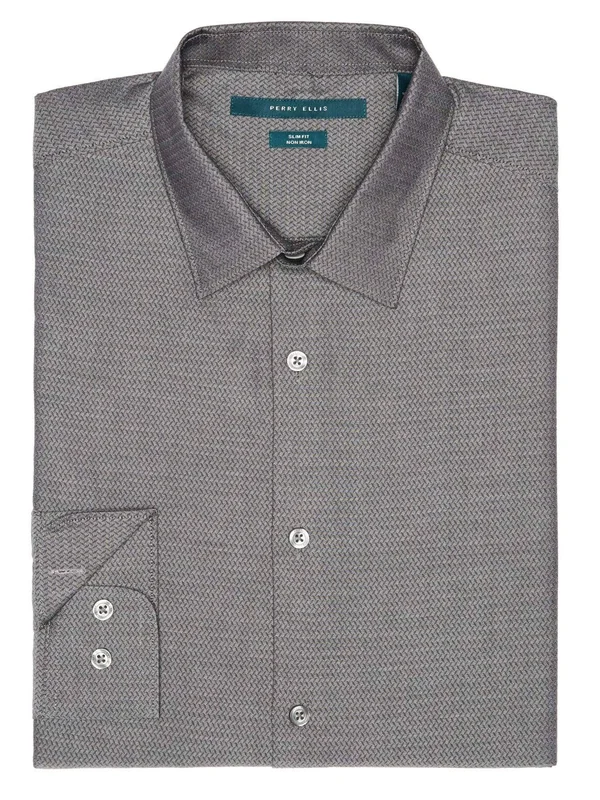Perry Ellis Mens Slim Fit Button Down Long Sleeve Shirt