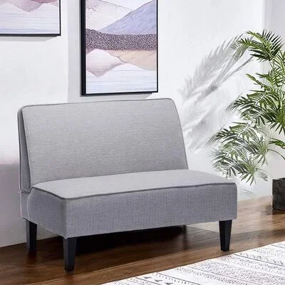 Aaliyaa 44.4x22 Linen Armless Loveseat Latitude Run Fabric: Gray