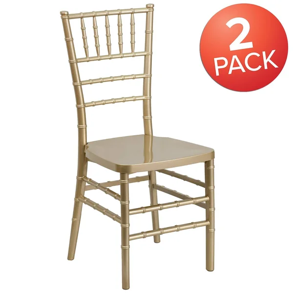 Flash Furniture 2 Pack Hercules Premium Series Gold Resin Stacking Chiavari Chair