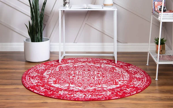 Unique Loom Richmond Medallion Rug - 7& 10 x 7& 10 Round - Red