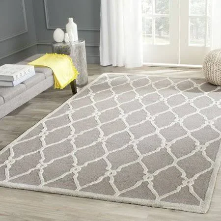 Wrought Studio Martins Hand-Tufted Wool Dark Gray/Ivory Area Rug, Size: Rectangle 9' x 12'