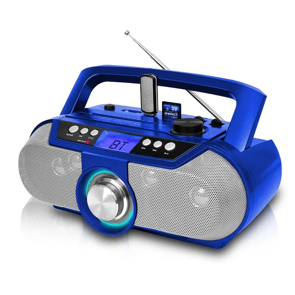 Technical Pro Rechargeable Solar Powered Portable Speaker W Bluetooth & USB - Lightweight On-The-Go Speaker, Blue
