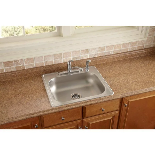 Glacier Bay Drop-In Kitchen Sink 25 in. 4-Hole Single Bowl Stainless Steel