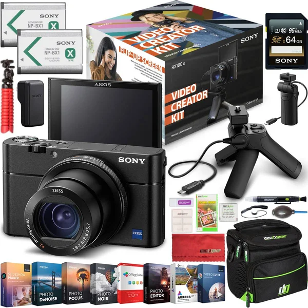 Sony Cyber-shot RX100M3 Video Creator Kit Enhanced Bundle with Shooting Grip Tripod VCT-SGR1 - 64GB Card & Extra Battery DSC