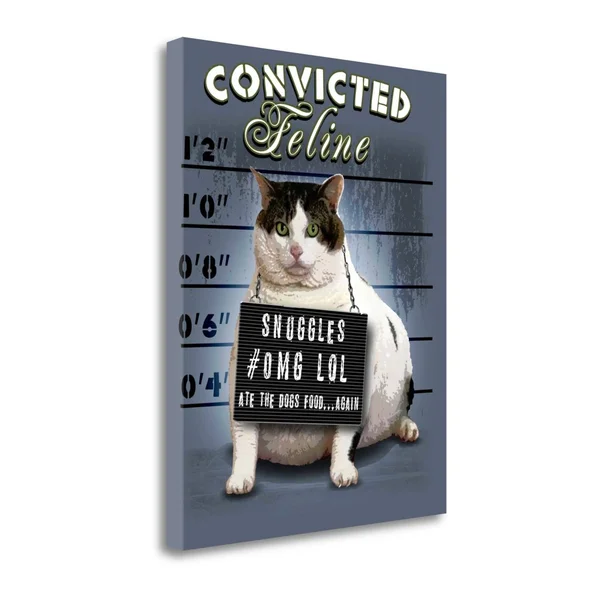 Tangletown Fine Art Convicted Feline by Jim Baldwin, Giclee Print on Gallery Wrap Canvas, 26x22 x 32