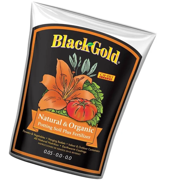 SunGro SUGRBG2 Black Gold Natural & Organic Potting Soil Bag Plus Fertilizer - 2 Cubic Feet (10 Pack)