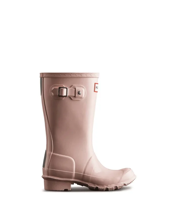Hunter Kids& Original Gloss Waterproof Buckle Strap Rain Boots Youth - 2m Youth
