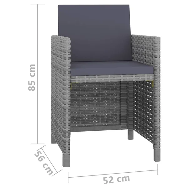 vidaXL 5 Piece Outdoor Dining Set with Cushions Poly Rattan Gray