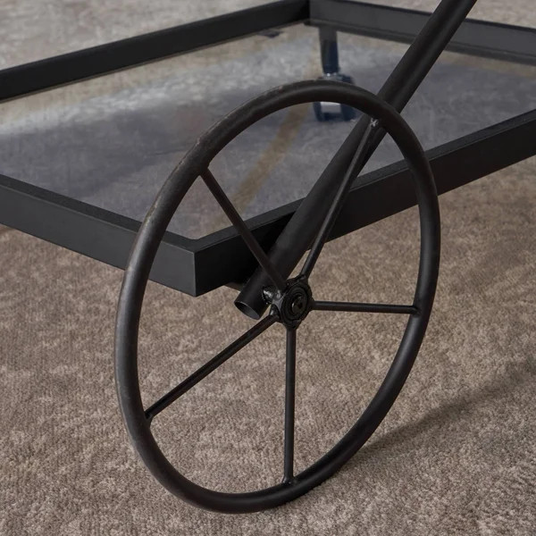 Christopher Knight Home Perley Traditional Iron Glass Bar Cart with Shelves by, Black