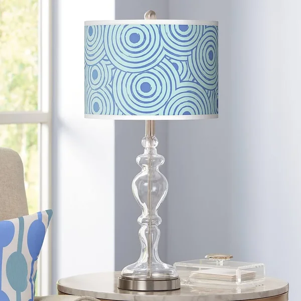Giclee Glow Circle Daze Giclee Apothecary Clear Glass Table Lamp - Blue