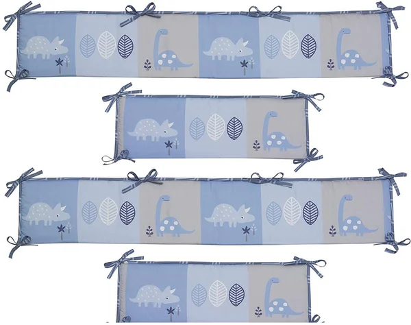 Bedtime Originals Roar Dinosaur 4 Piece Crib Bumper Blue/Gray - 9.5" x 51.5"