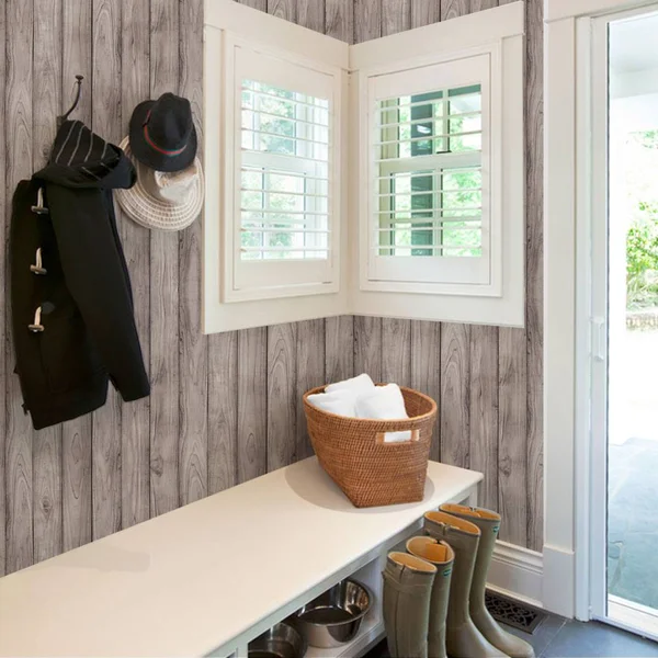 Simple Shapes Wood Peel and Stick Wallpaper - Grey