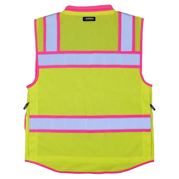 Color Contrast High Performance Surveyors Vest, Lime/ Pink - S5046 - L
