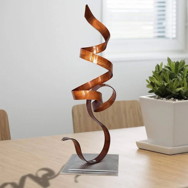 Statements2000 Metal Art Sculpture Modern Centerpiece Table Decor by Jon Allen - Perfect Moment - Blue - 18" x 9" x 5"
