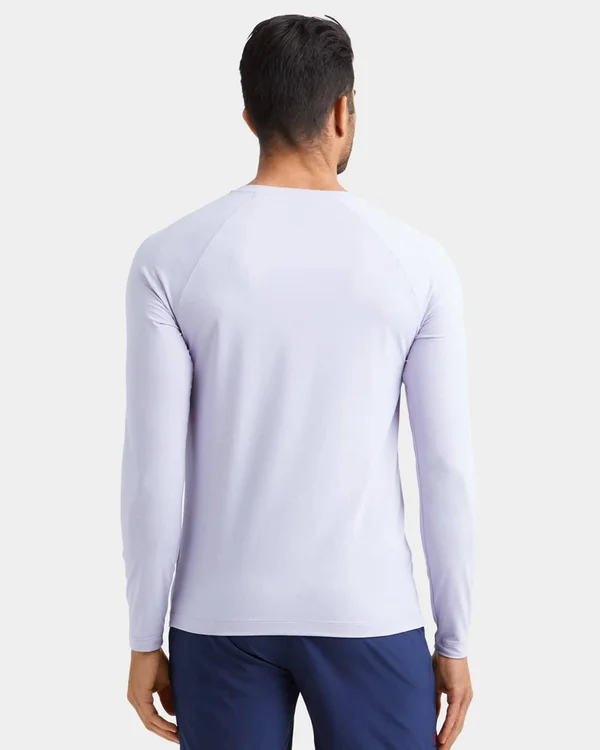 Men's Anti-Odor Workout Shirt, Rhone Reign Long Sleeve, Blue Grouper, XXL