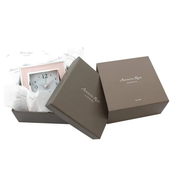 Addison Ross Pink Enamel Alarm Clock, 8cm x 8cm x 5.5cm