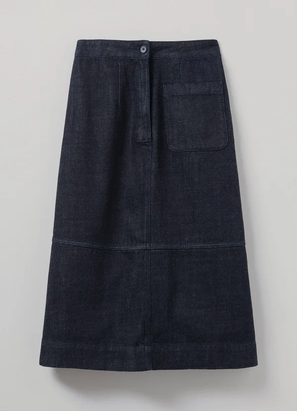 Indigo Denim Panel Skirt, Indigo