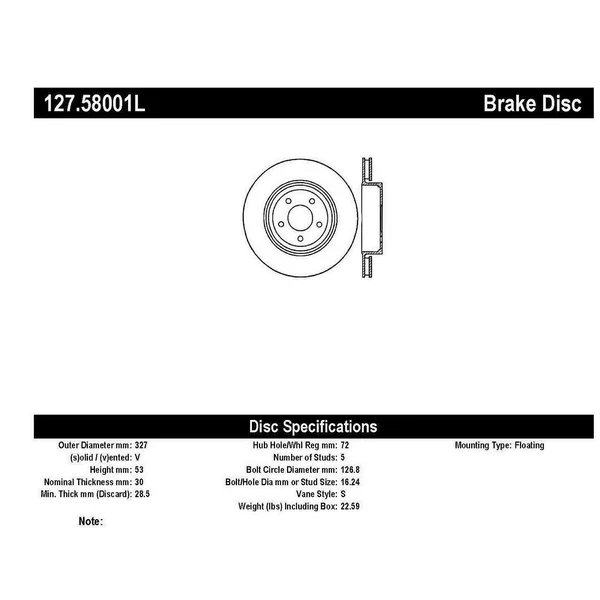 StopTech - Sport Brake Rotor 127.58001L