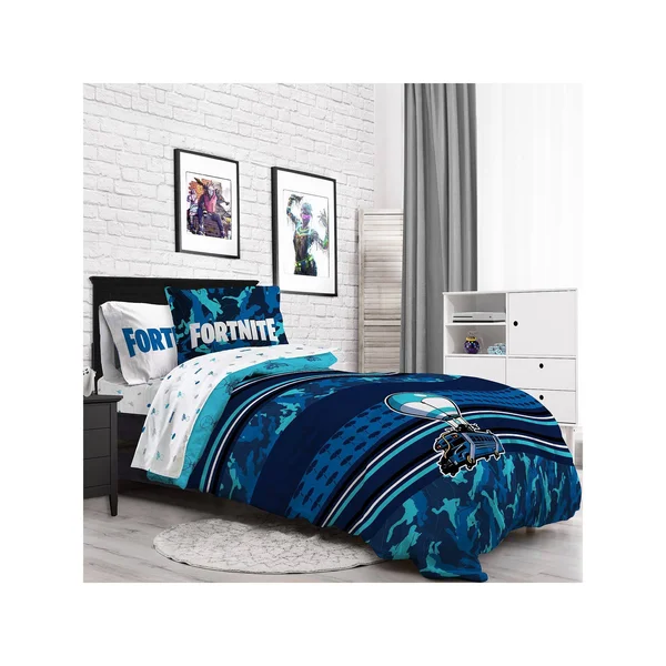 Fortnite Battle Bus Full Bed Set, Blue