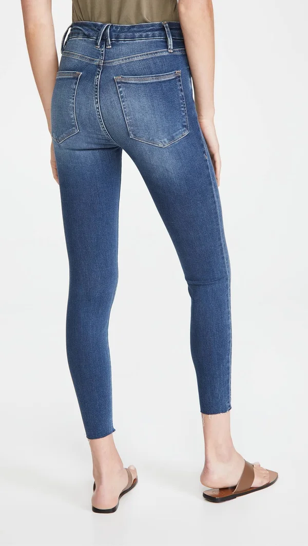 Good American Women's Good Waist Crop Raw Edge Jeans