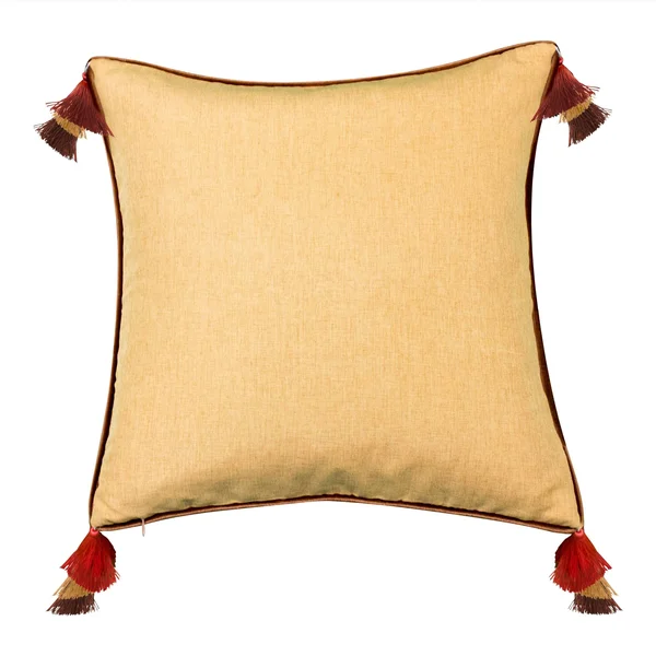 Edie at Home Velvet Reversible Tassel Decorative Pillow - Tigerlily/Marigold - Blue
