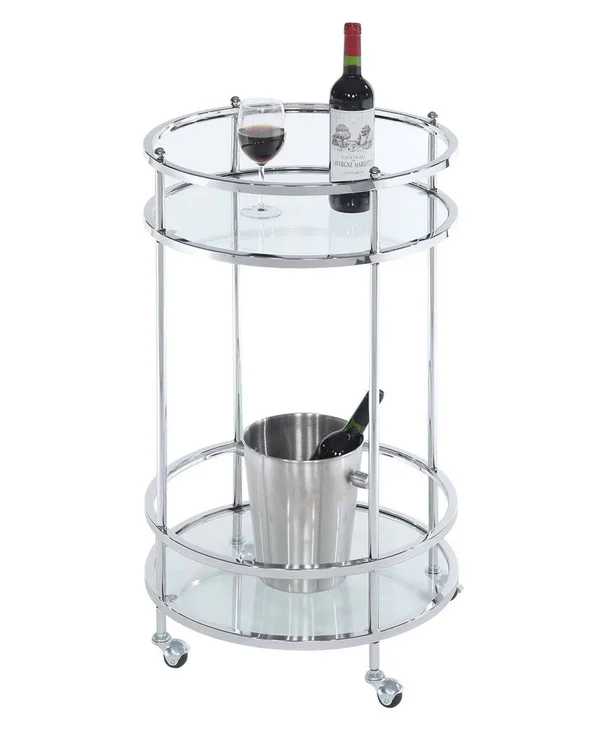 Convenience Concepts Royal Crest Bar Cart with Wheels - Clear