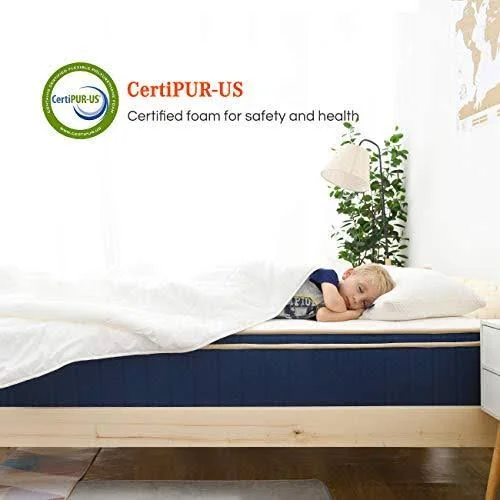 Sweetnight Ocean Blue 8x22 Hybrid Mattress - Gel Memory Foam & Individually Pocket Springs, Full Size
