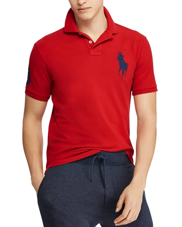 Polo Ralph Lauren Men's Big Pony Custom Slim Fit Mesh Polo - Red