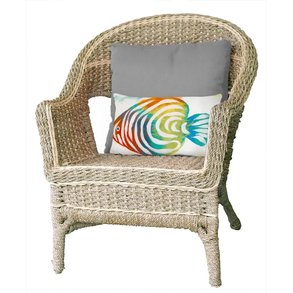 Liora Manne Visions III Rainbow Fish Indoor/Outdoor Pillow Pearl 12x22 x 20x22
