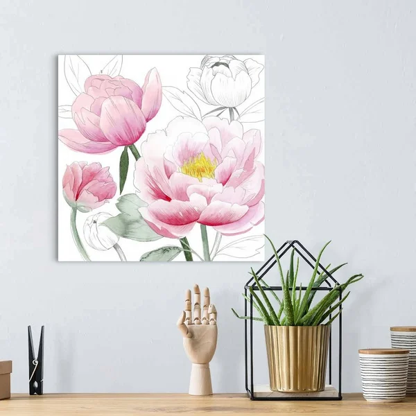 May Peonies I, Canvas Wall Art, 16x16, Great Big Canvas